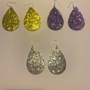 Bundle Tear Drop Earrings.   Gold Silver Purple